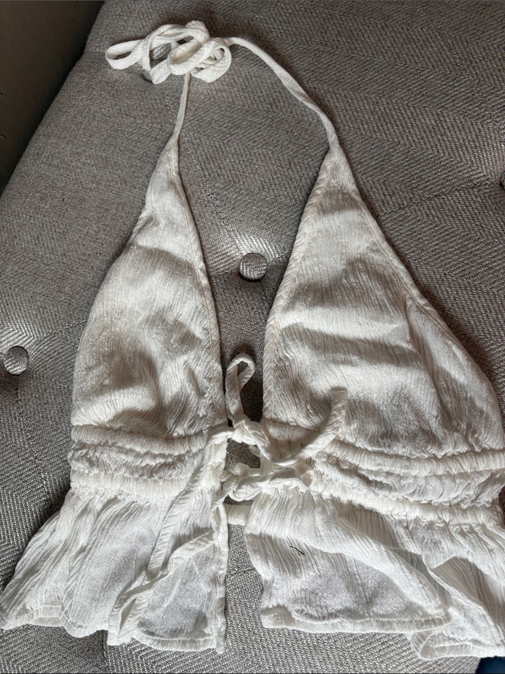 Halter Ruffle Tie-Front Top